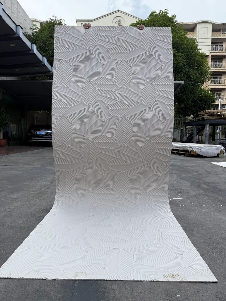 浅灰纯色芭蕉叶柔性石材