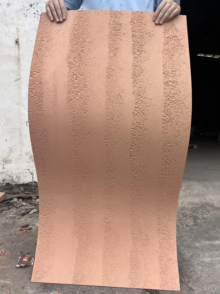西驼色纯色粗夯土柔性石材