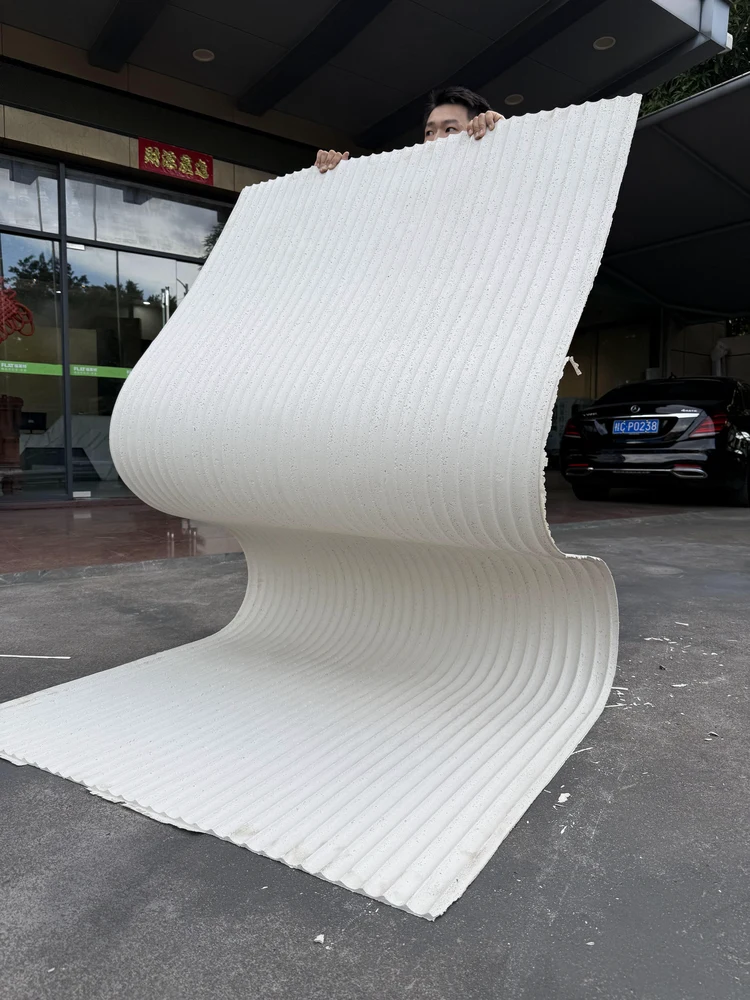 浅灰纯色波浪洞石柔性石材