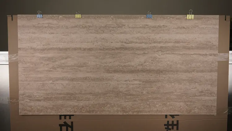 线画棕黄洞石柔性石材