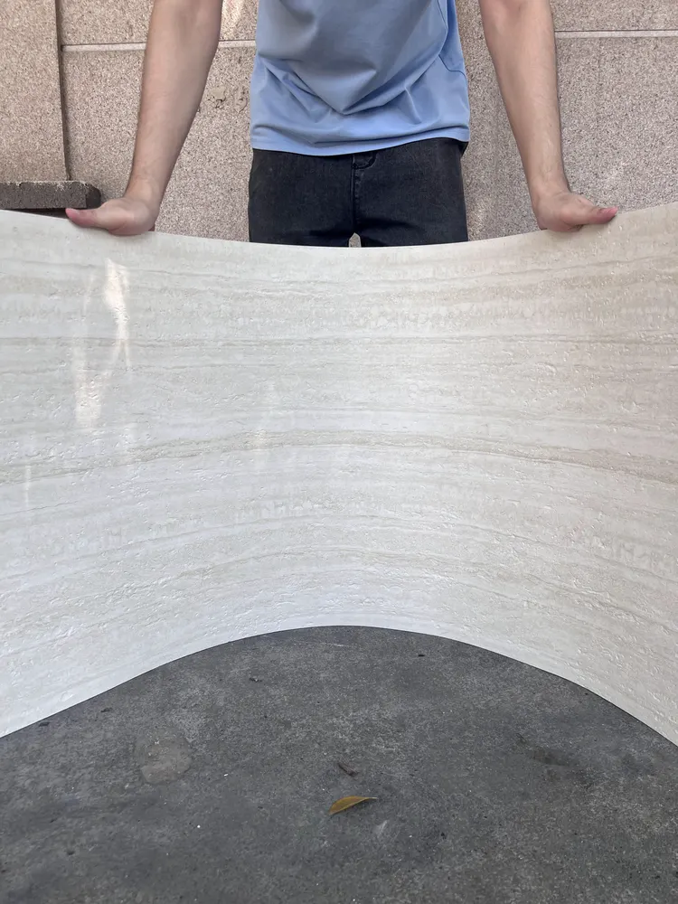 线画白洞石柔性石材