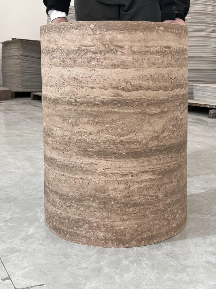 线画棕黄洞石柔性石材