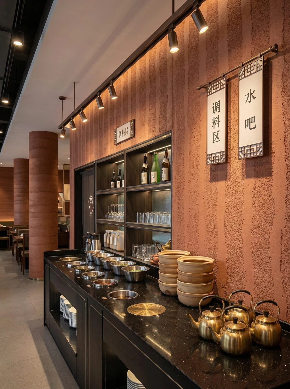 中式火锅店-夯土板-红色9