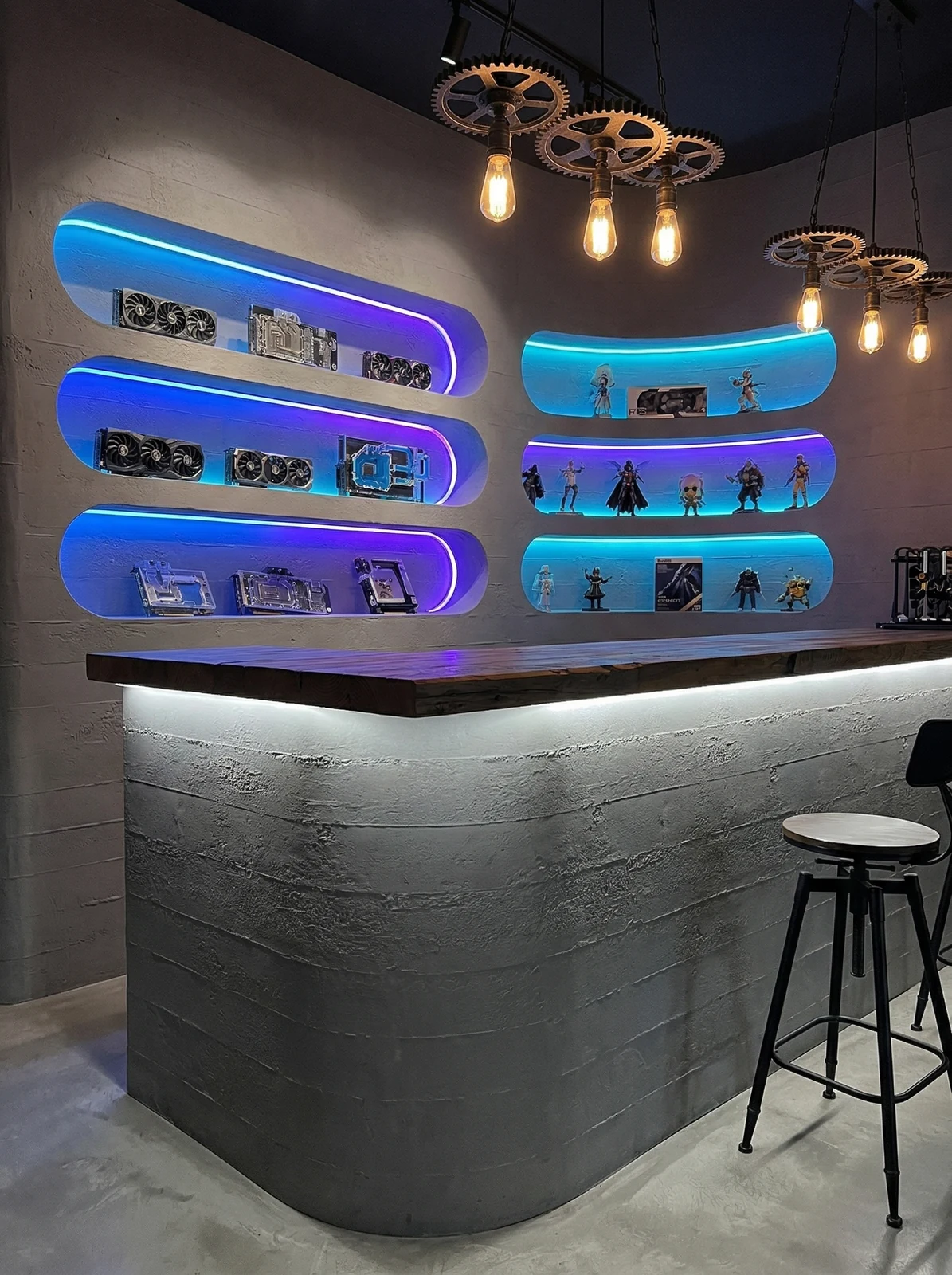 工业风电竞酒店-水泥浇筑板-柔性石材5