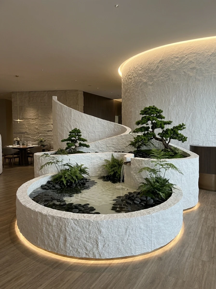 星月石-餐厅装修案例图-柔性石材6