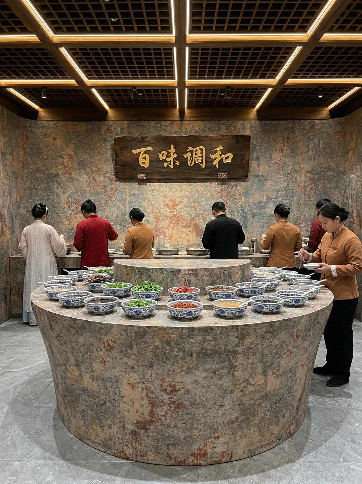 火锅店装修材料推荐-打印板岩-金砂6