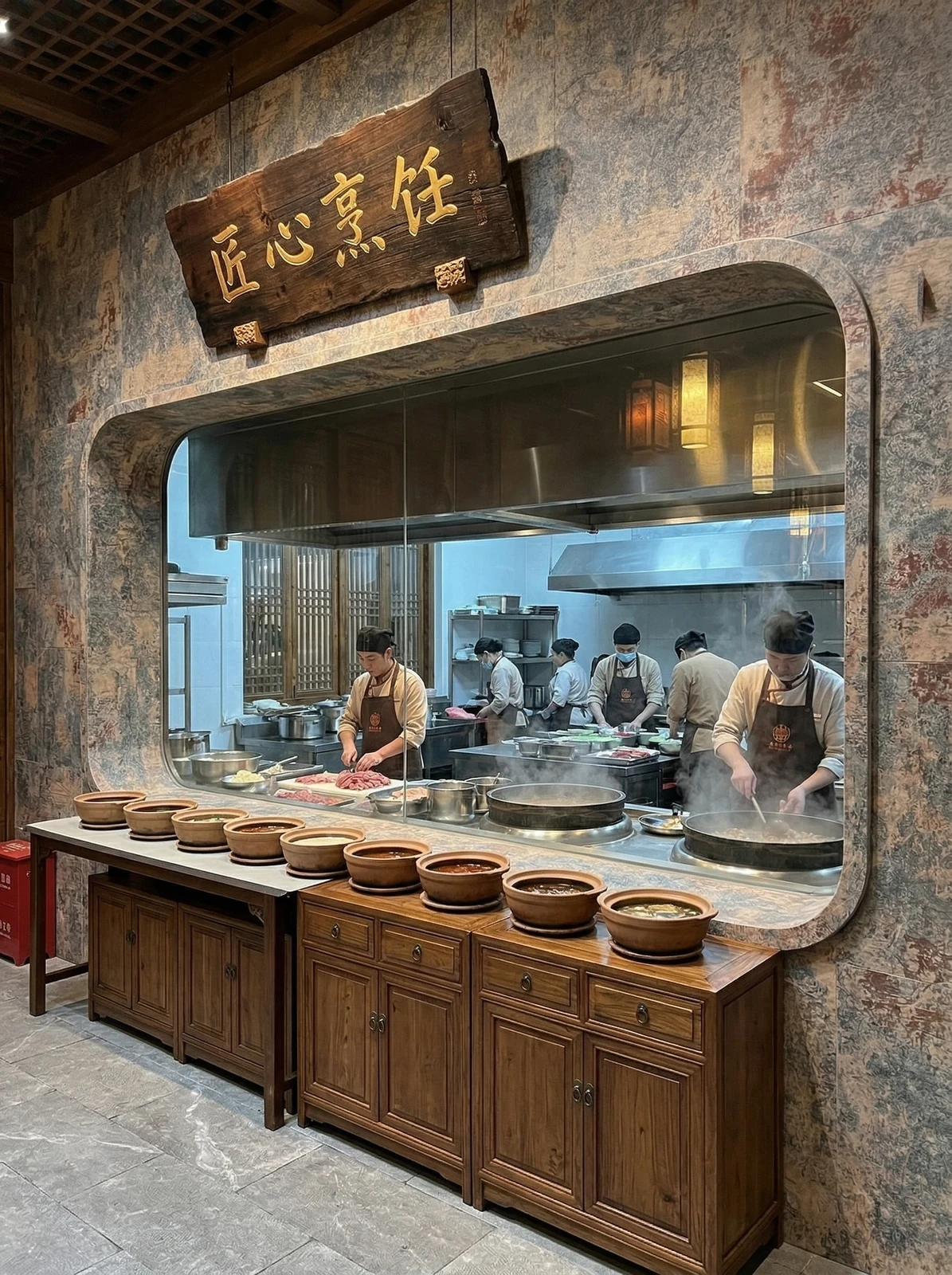 火锅店装修材料推荐-打印板岩-金砂8