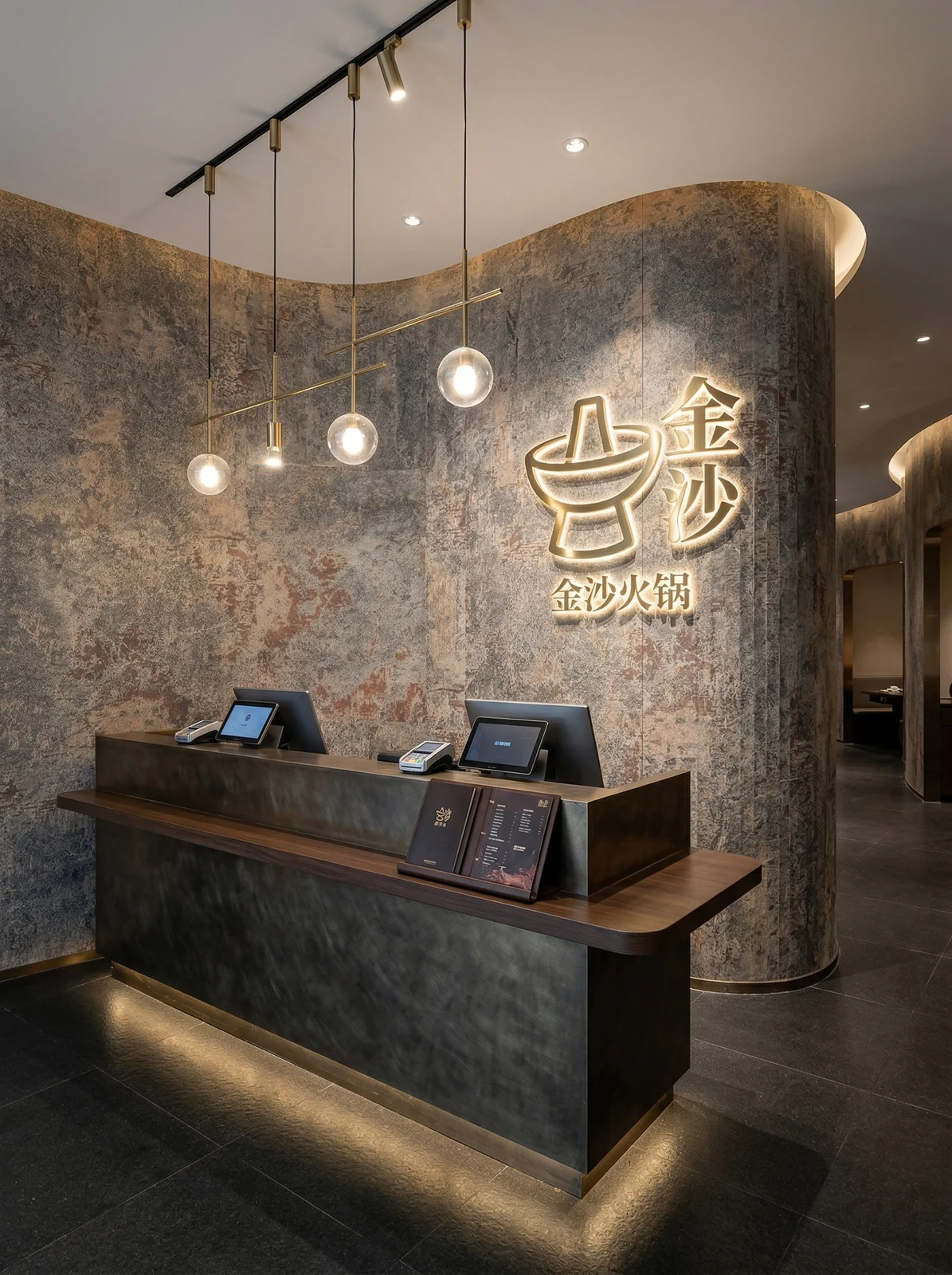 火锅店装修材料推荐-打印板岩-金砂9